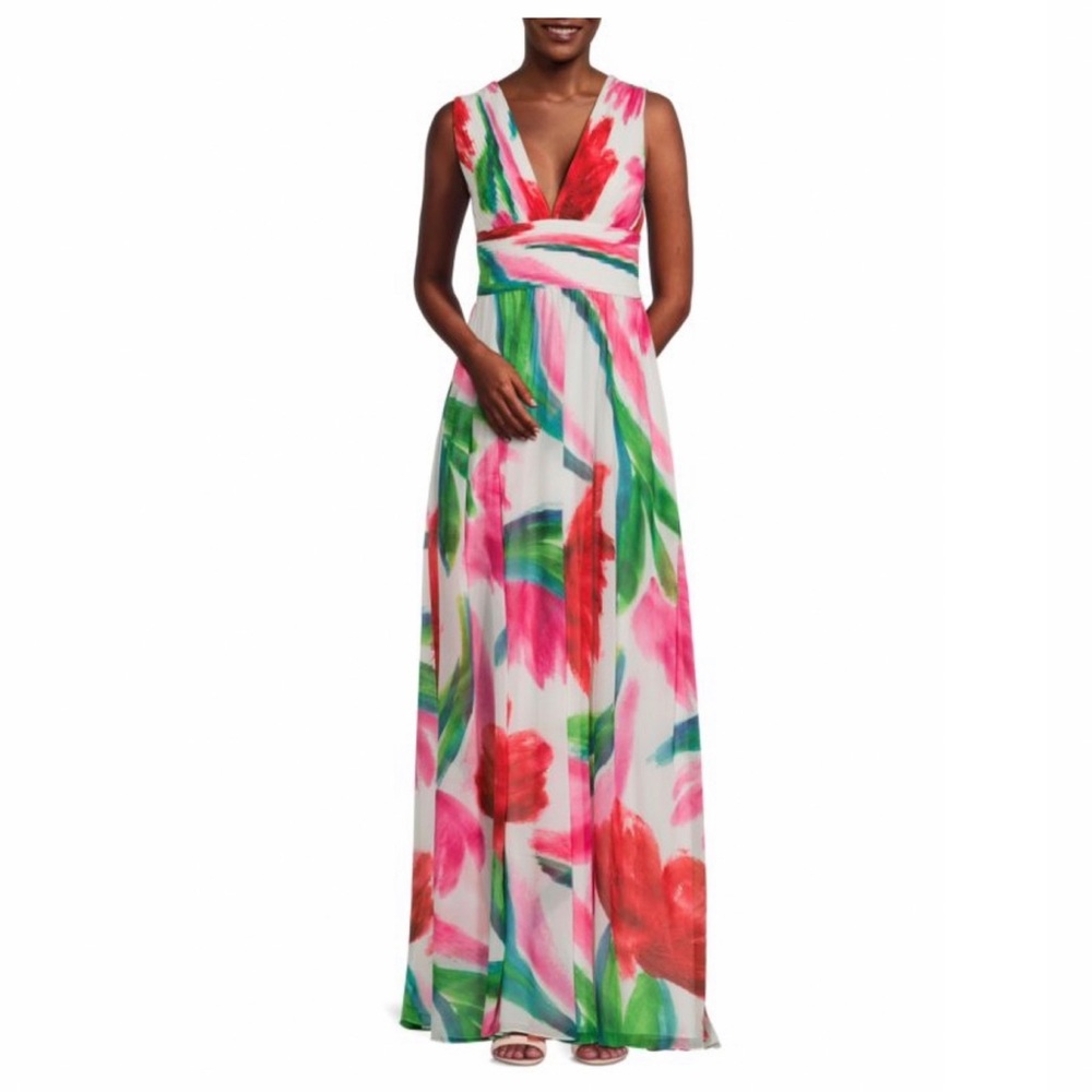 PatBO Allegro Deep V-Neck Maxi Dress